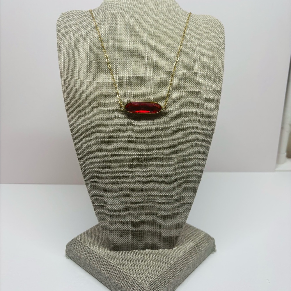 17” Gold Filled Red Pendant Necklace